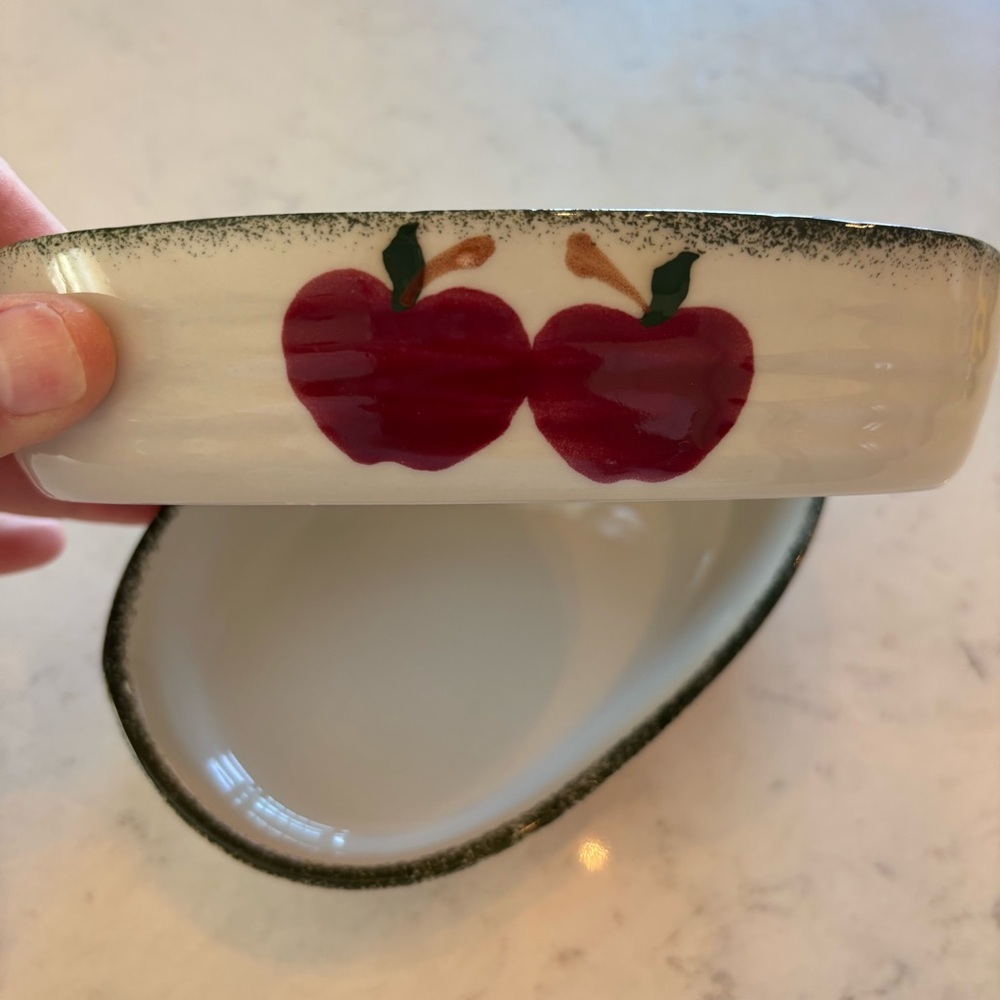 Vintage Alco Industries Apple Garden Stoneware 7x4.5" Ramekin Bowl Hand Painted - Picture 3 of 5